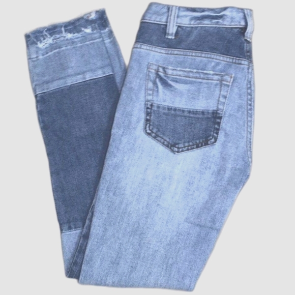 FREE PEOPLE Jax Patchwork Raw Hem 4-Button Fly Skinny Jeans Size 28 - Picture 3 of 9